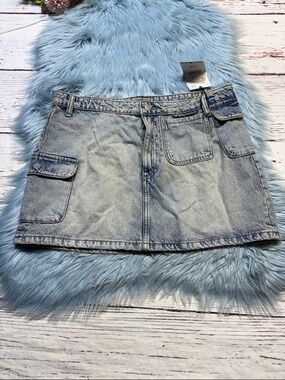 NWT Zara Cargo Denim Mini Skirt sz XL